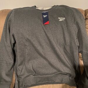 Reebok Identity Small Logo Fleece Crew Dark Gray Sweatshirt Size 2XL ￼